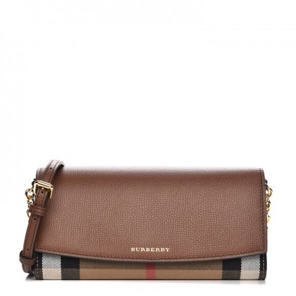 NWT BURBERRY HOUSE CHECK DERBY LEATHER CANVAS HENLEY CROSSBODY BAG CLUTCH - Picture 1 of 10